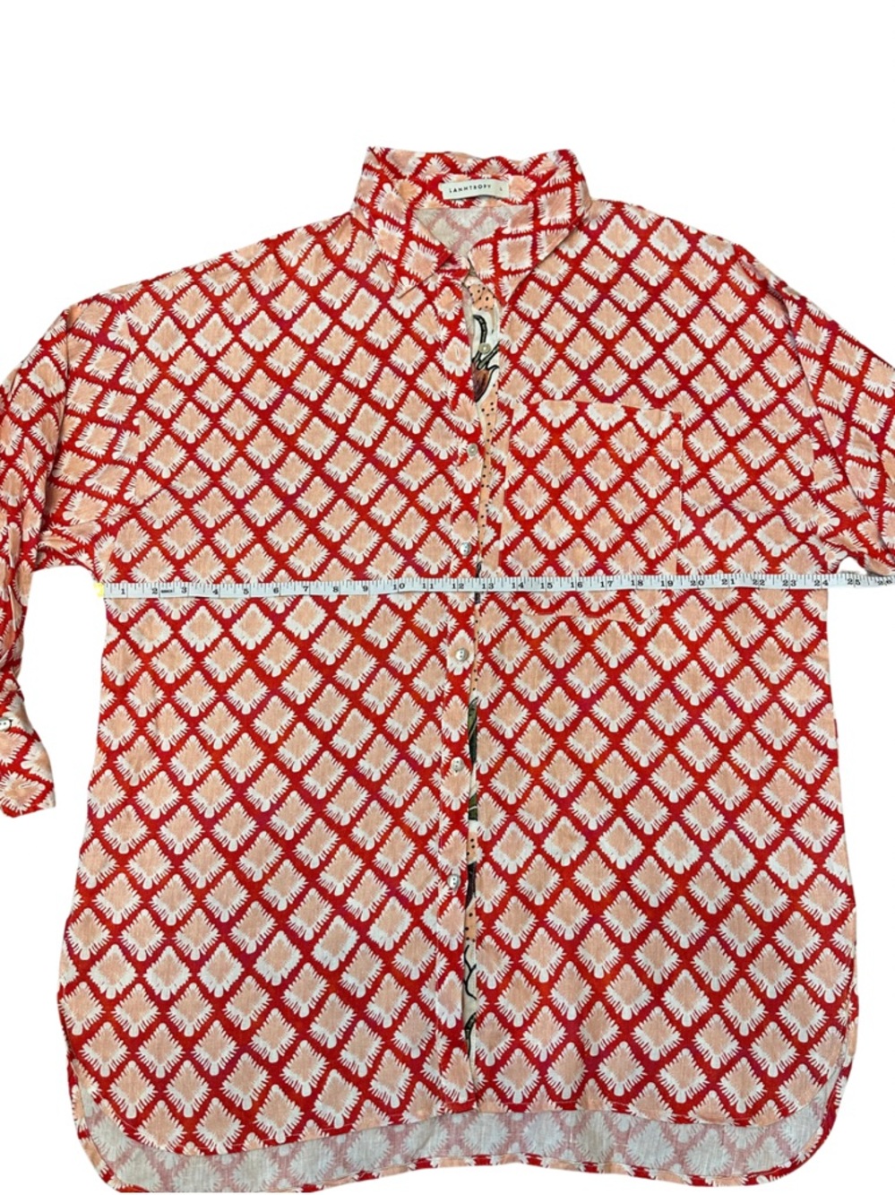 Lanhtropy Island Linen Shirt Tangier Print 100% Organic Linen Oversized L - Picture 6 of 14